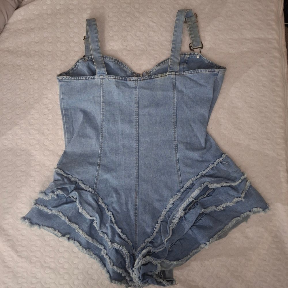 FN So Over It Sexy Denim Overall Romper - Picture 4 of 9